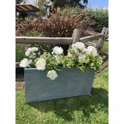 DurX-litecrete Large 32 in. x 10 in. x 16 in. Lightweight Concrete Modern Rectangle Stripped Slate Gray Planter -Outlet Vasesource Store slate gray durx litecrete plant pots yf 0131b c60611 40 1000