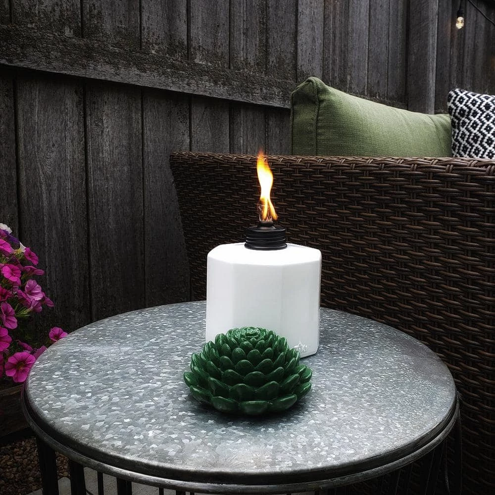 TIKI 5.5 in. Table Torch Glass Succulent White 3-Pack 6 TIKI 5.5 in. Table Torch Glass Succulent White 3-Pack - Image 4