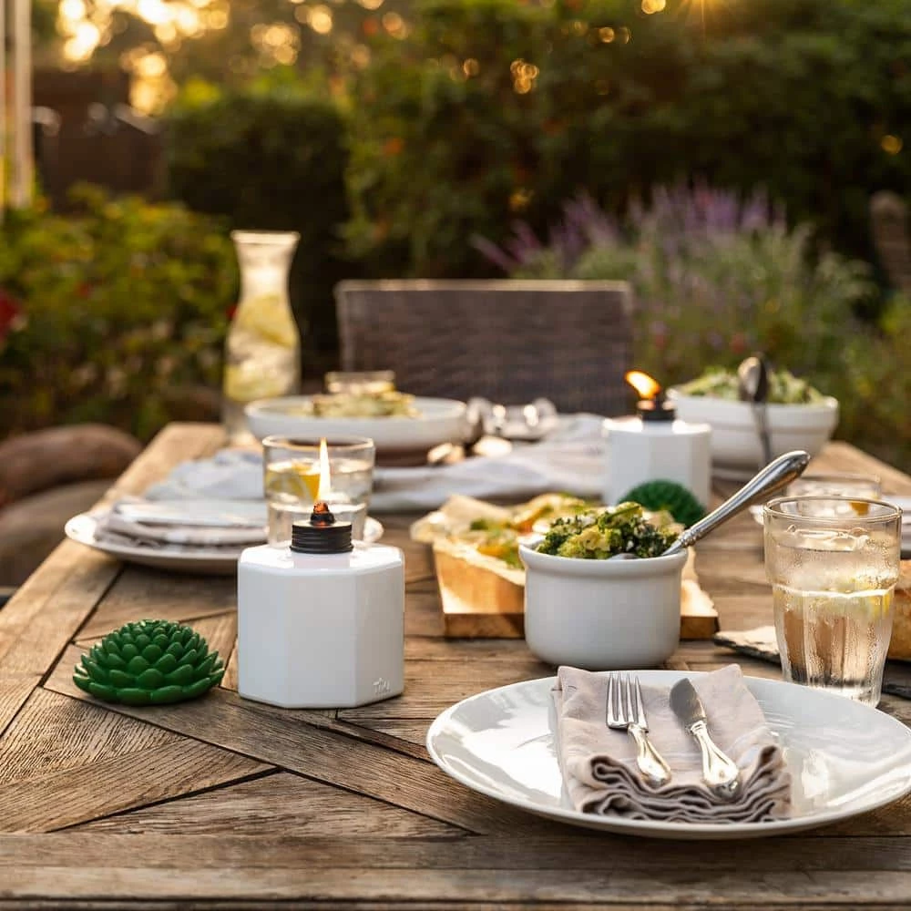 TIKI 5.5 in. Table Torch Glass Succulent White 3-Pack 4 TIKI 5.5 in. Table Torch Glass Succulent White 3-Pack - Image 2