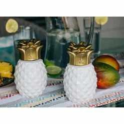 TIKI 6.5 in. Pineapple Paradise Glass Table Torch White/Gold (3-Pack) -Outlet Vasesource Store tiki citronella torches 111718368 1f 1000
