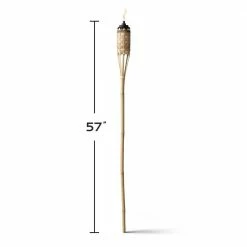 TIKI Weather Resistant Coated 57 in. Torch Bamboo Classic Weave Brown 4-Pack -Outlet Vasesource Store tiki citronella torches 112011368 1f 1000