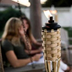 TIKI Weather Resistant Coated 57 in. Torch Bamboo Classic Weave Brown 4-Pack -Outlet Vasesource Store tiki citronella torches 112011368 c3 1000