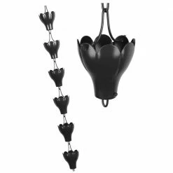 U-nitt 8.5 ft. Black Aluminum Charm Rain Chain