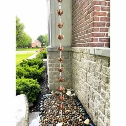 U-nitt 8.5 ft. Pure Copper Umbrella Style Lotus/Lily Rain Chain -Outlet Vasesource Store u nitt rain chains 5227 1f 1000