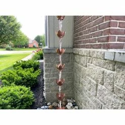 U-nitt 8.5 ft. Pure Copper Umbrella Style Lotus/Lily Rain Chain -Outlet Vasesource Store u nitt rain chains 5227 4f 1000