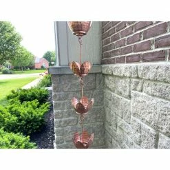 U-nitt 8.5 ft. Pure Copper Umbrella Style Lotus/Lily Rain Chain -Outlet Vasesource Store u nitt rain chains 5227 c3 1000