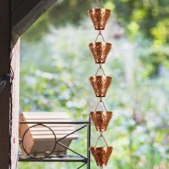 U-nitt 8.5 ft. Pure Copper Sunflower Rain Chain -Outlet Vasesource Store u nitt rain chains 5501 4f 1000