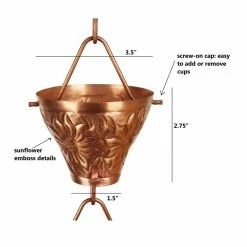 U-nitt 8.5 ft. Pure Copper Sunflower Rain Chain -Outlet Vasesource Store u nitt rain chains 5501 c3 1000