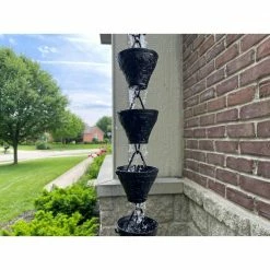 U-nitt 8.5 ft. Small Black Aluminum Sunflower Rain Chain -Outlet Vasesource Store u nitt rain chains 5501a 4f 1000