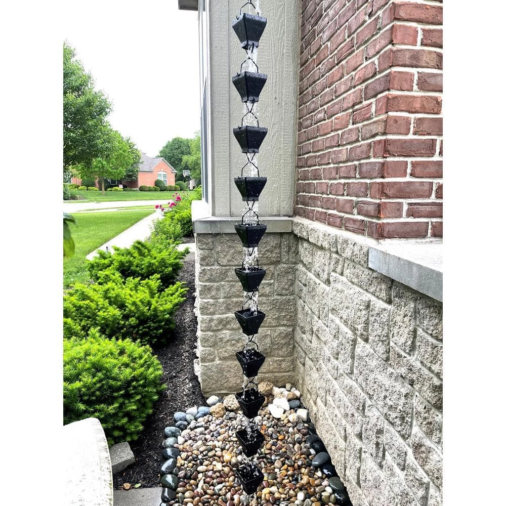 U-nitt 8.5 ft. Black Aluminum Textured Rain Chain 6 U-nitt 8.5 ft. Black Aluminum Textured Rain Chain - Image 4