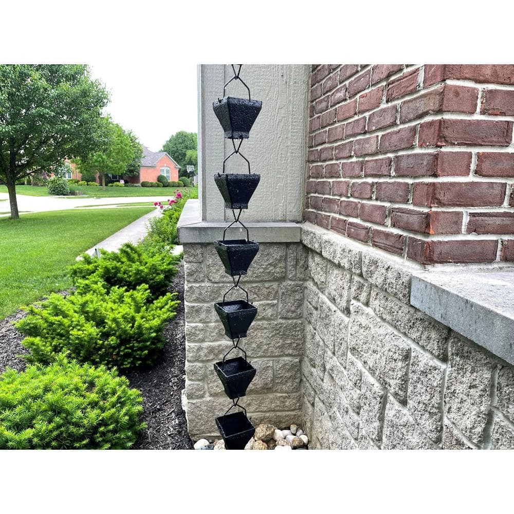 U-nitt 8.5 ft. Black Aluminum Textured Rain Chain 3 U-nitt 8.5 ft. Black Aluminum Textured Rain Chain