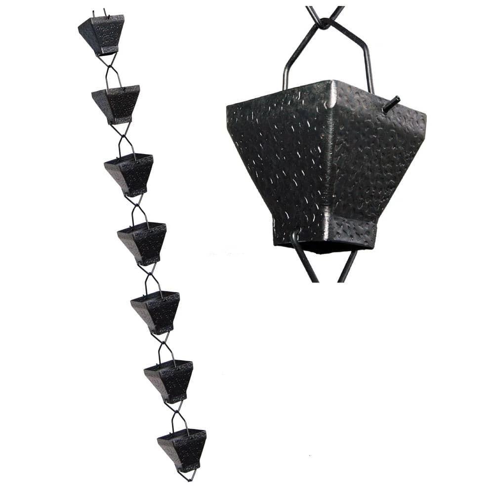 U-nitt 8.5 ft. Black Aluminum Textured Rain Chain 4 U-nitt 8.5 ft. Black Aluminum Textured Rain Chain - Image 2