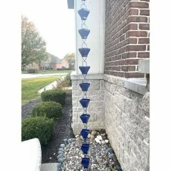 U-nitt 8.5 ft. Blue Aluminum Textured Rain Chain -Outlet Vasesource Store u nitt rain chains 5517blu 4f 1000