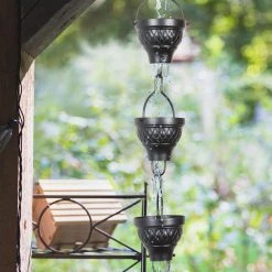 U-nitt 8.5 ft. Black Aluminum Lace Rain Chain -Outlet Vasesource Store u nitt rain chains 786 1062a 1f 1000