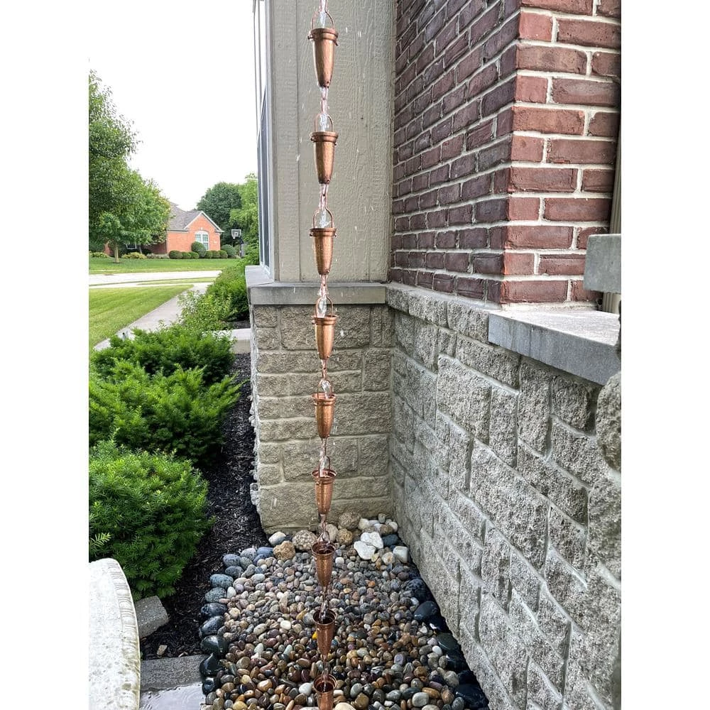 U-nitt 8.5 ft. Pure Copper Stamped Rain Chain 6 U-nitt 8.5 ft. Pure Copper Stamped Rain Chain - Image 4