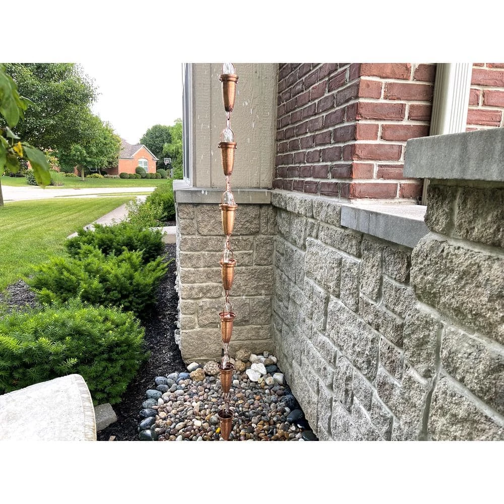U-nitt 8.5 ft. Pure Copper Stamped Rain Chain 5 U-nitt 8.5 ft. Pure Copper Stamped Rain Chain - Image 3