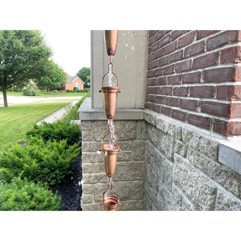 U-nitt 8.5 ft. Pure Copper Stamped Rain Chain 3 U-nitt 8.5 ft. Pure Copper Stamped Rain Chain
