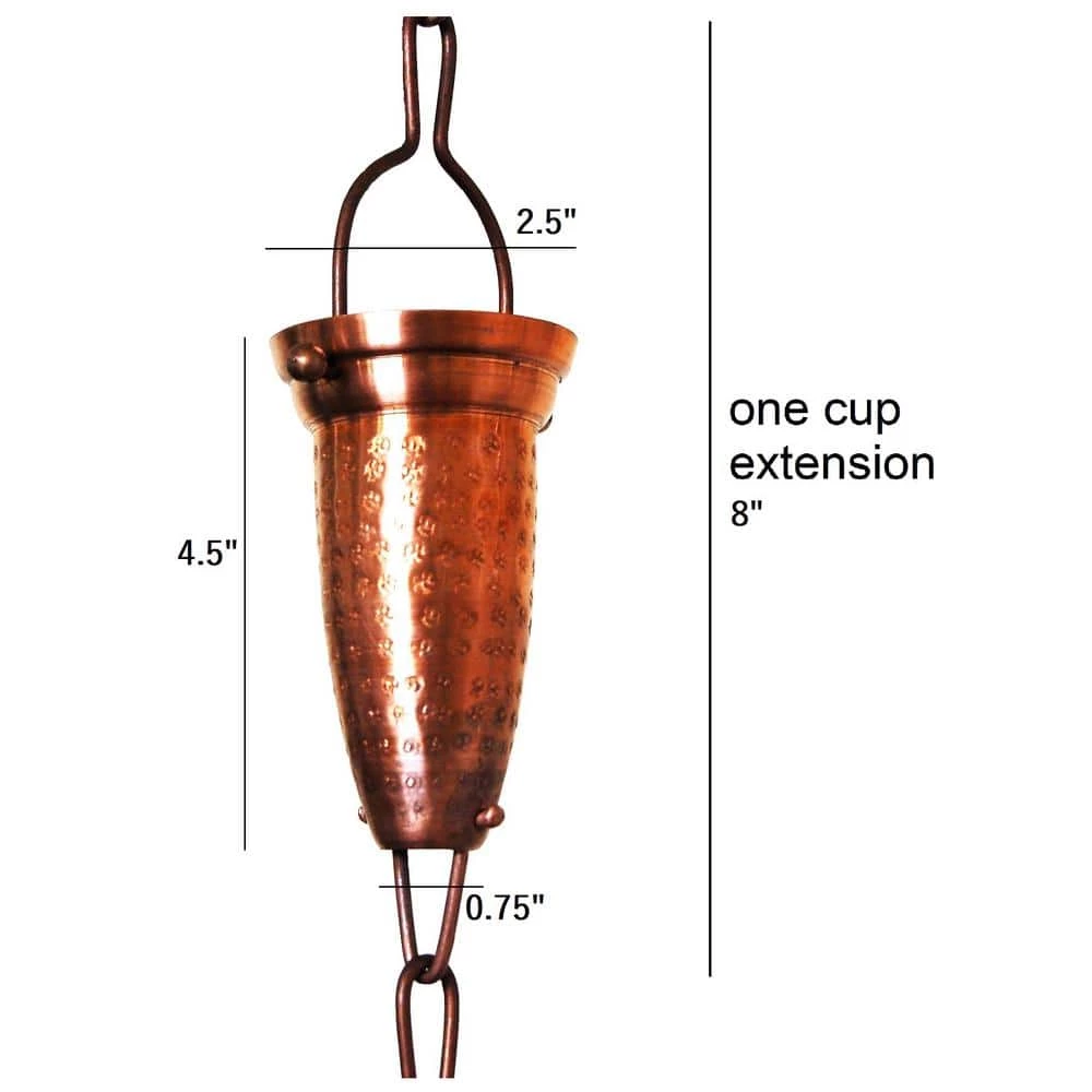 U-nitt 8.5 ft. Pure Copper Stamped Rain Chain 4 U-nitt 8.5 ft. Pure Copper Stamped Rain Chain - Image 2