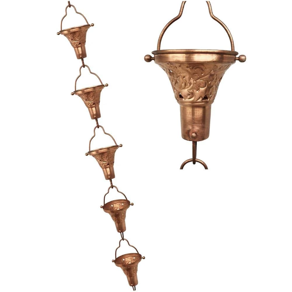 U-nitt 8.5 ft. Pure Copper Naomi Rain Chain 3 U-nitt 8.5 ft. Pure Copper Naomi Rain Chain