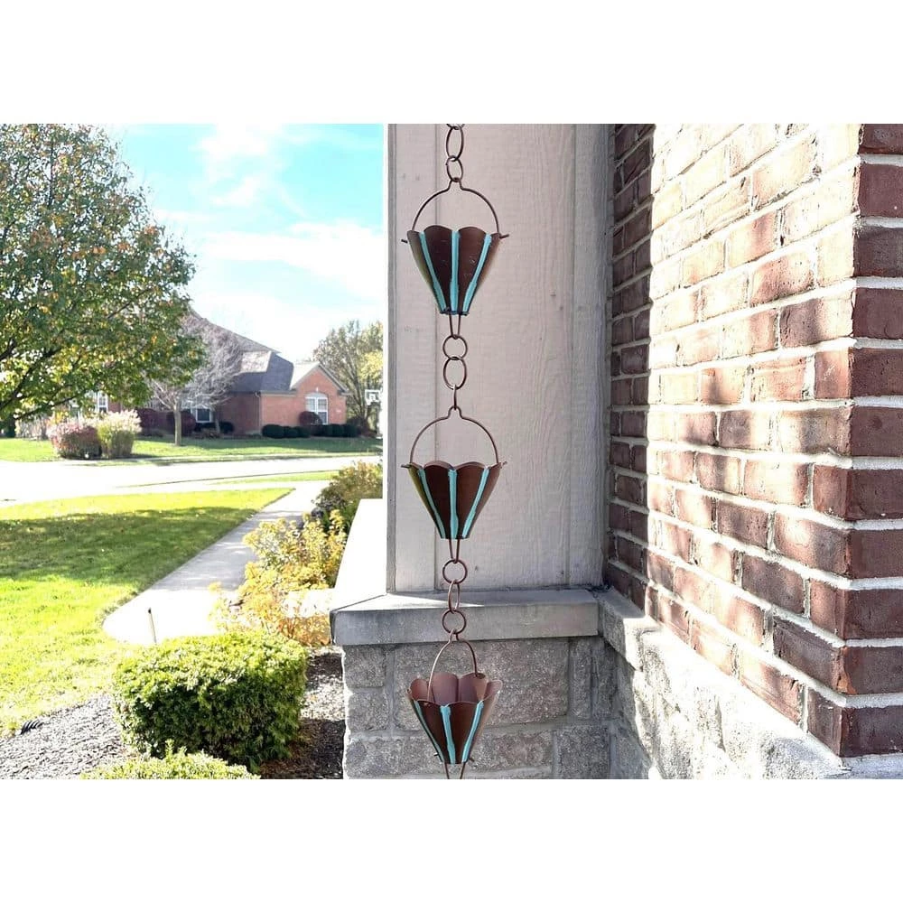 U-nitt 8.5 ft. Bronze Natsu Rain Chain: with Patina 6 U-nitt 8.5 ft. Bronze Natsu Rain Chain: with Patina - Image 4