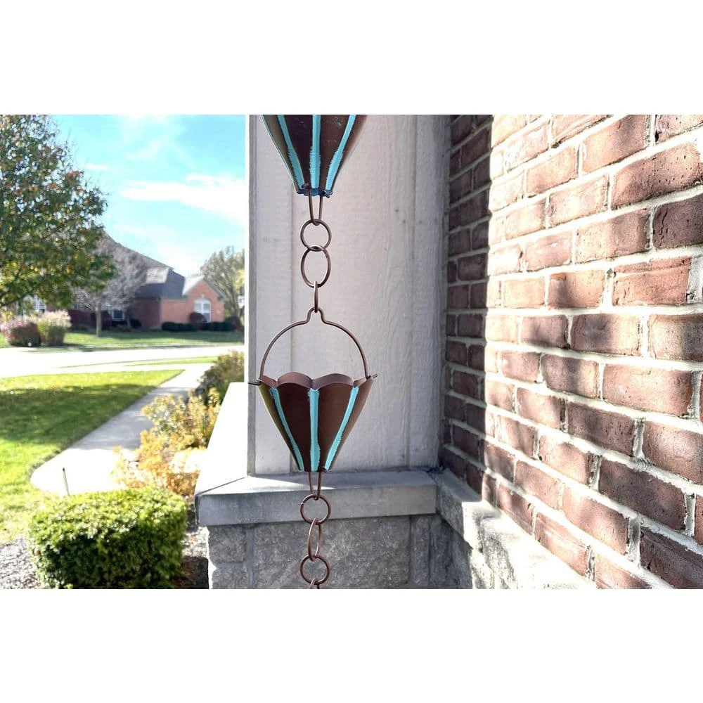 U-nitt 8.5 ft. Bronze Natsu Rain Chain: with Patina 5 U-nitt 8.5 ft. Bronze Natsu Rain Chain: with Patina - Image 3