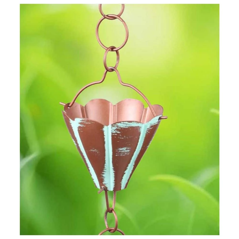 U-nitt 8.5 ft. Bronze Natsu Rain Chain: with Patina 4 U-nitt 8.5 ft. Bronze Natsu Rain Chain: with Patina - Image 2