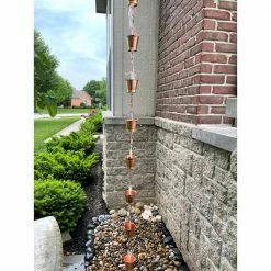 U-nitt 8.5 ft. Pure Copper Bucket Rain Chain -Outlet Vasesource Store u nitt rain chains 8146 1f 1000