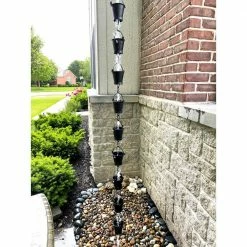U-nitt 8.5 ft. Black Aluminum Bucket Rain Chain -Outlet Vasesource Store u nitt rain chains 8146blk 1f 1000