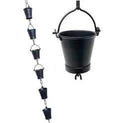 U-nitt 8.5 ft. Black Aluminum Bucket Rain Chain