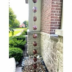 U-nitt 8.5 ft. Pure Copper Slotted Drum Rain Chain -Outlet Vasesource Store u nitt rain chains 8563 44 1000