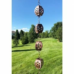 U-nitt 8.5 ft. Pure Copper Clover-Cut Drum Rain Chain -Outlet Vasesource Store u nitt rain chains 8564 4f 1000