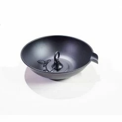 U-nitt 10 in. Black Aluminum Rain Chain Anchoring Basin: Spill Bowl with Scupper