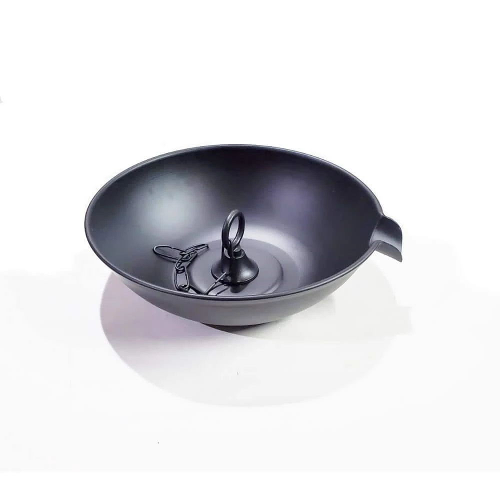 U-nitt 10 in. Black Aluminum Rain Chain Anchoring Basin: Spill Bowl with Scupper 3 U-nitt 10 in. Black Aluminum Rain Chain Anchoring Basin: Spill Bowl with Scupper