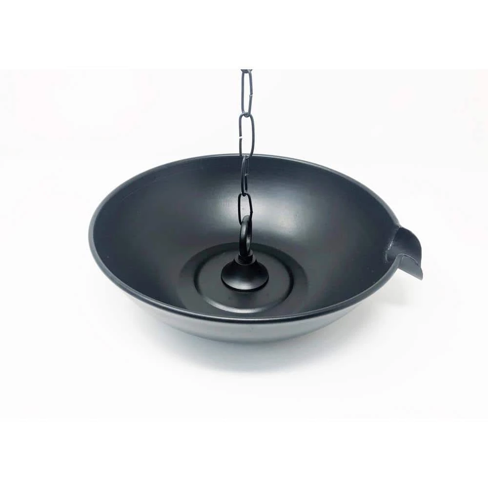 U-nitt 10 in. Black Aluminum Rain Chain Anchoring Basin: Spill Bowl with Scupper 4 U-nitt 10 in. Black Aluminum Rain Chain Anchoring Basin: Spill Bowl with Scupper - Image 2
