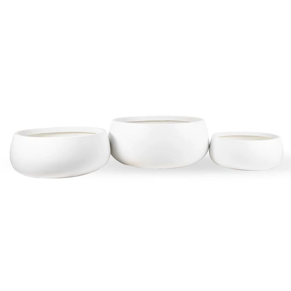 Vasesource Vale 12 in. x 25.75 in. x 25.75 in. Dia White Marine Grade Fiberglass Planter 4 Vasesource Vale 12 in. x 25.75 in. x 25.75 in. Dia White Marine Grade Fiberglass Planter - Image 2