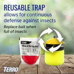 TERRO Outdoor Reusable Wasp and Fly Trap -Outlet Vasesource Store yellow terro insect traps t512 4f 1000